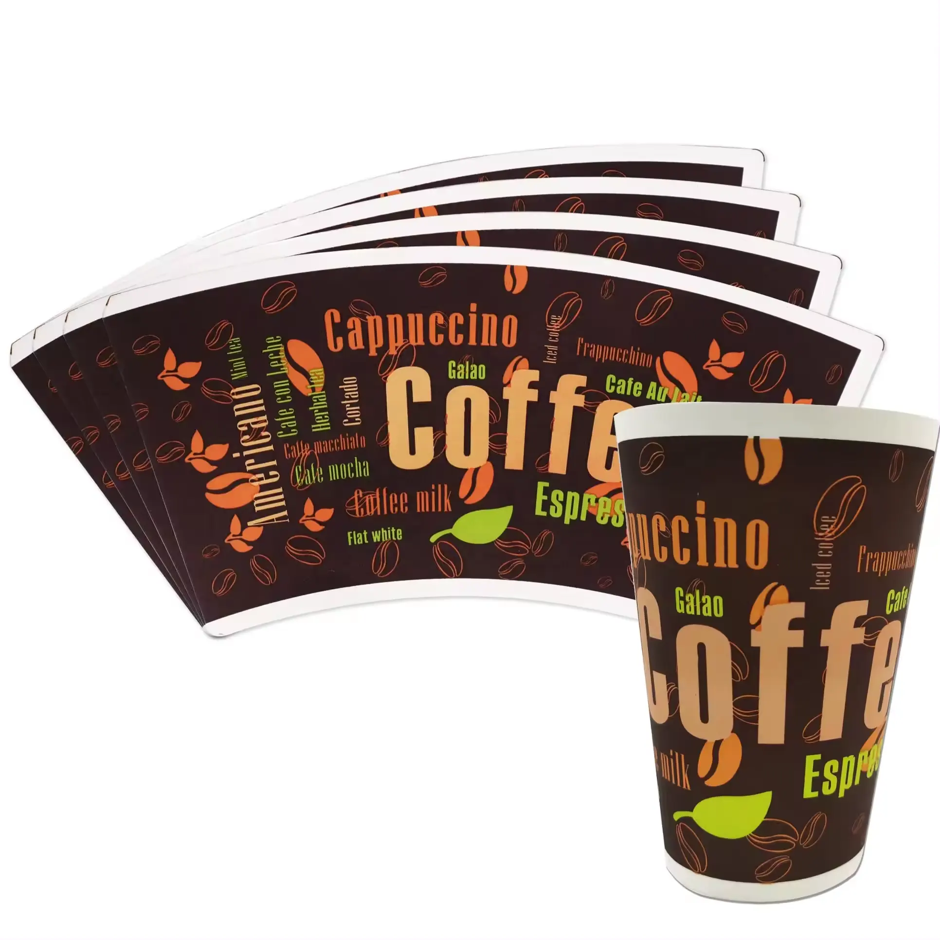 Factory custom coated pe paper cup fan raw material paper cup fan for coffee cups