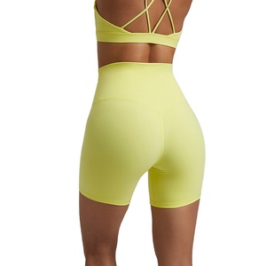 Pantalones cortos de Yoga de cintura alta supersuaves de OEM pantalones cortos de motorista para correr transpirables de secado rápido pantalones cortos atléticos de levantamiento de glúteos de estiramiento alto - Product Image 4