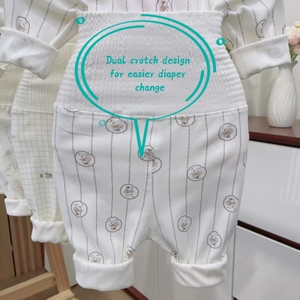 Pijama de Algodón 100% Transpirable con Estampado de Dibujos Animados, Clase A, para Bebés, de Cintura Alta, con Protección para el Vientre, Conjunto de Dos Piezas, 0-24 Meses, Otoño - Product Image 6