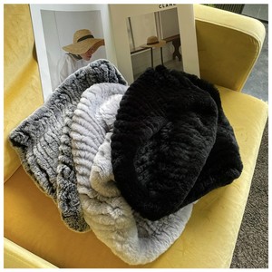 MWFur Écharpe de mode tricotée à la main extensible en <span class=keywords><strong>fourrure</strong></span> de lapin Rex Écharpe à boucle en <span class=keywords><strong>fourrure</strong></span> double face pour femmes - Product Image 4
