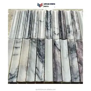 Marble Factory Apulostone Travertine Flute Mosaic for Kitchen Backsplash Bathroom Wall White Culture Marble Mosaic for Wall