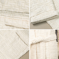 Peignoir en tissu éponge jacquard en coton, col châle, blanc, peluche haute densité, pour la maison et la salle de bain, unisexe, avec ceinture, service ODM