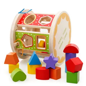 다기능 모양 색상 인식 나무 퍼즐 어린이 빌딩 블록에 맞는 나무 장난감 모양