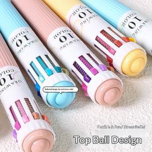 Stylo bille en plastique rétractable 10 couleurs 0,8 mm avec grip souple pour <span class=keywords><strong>le</strong></span> coloriage - Product Image 5
