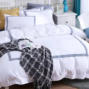 Luxury 300tc Duvet Cover Satin Bedding Set 100% Cotton 4 Piece with Embroidered Design