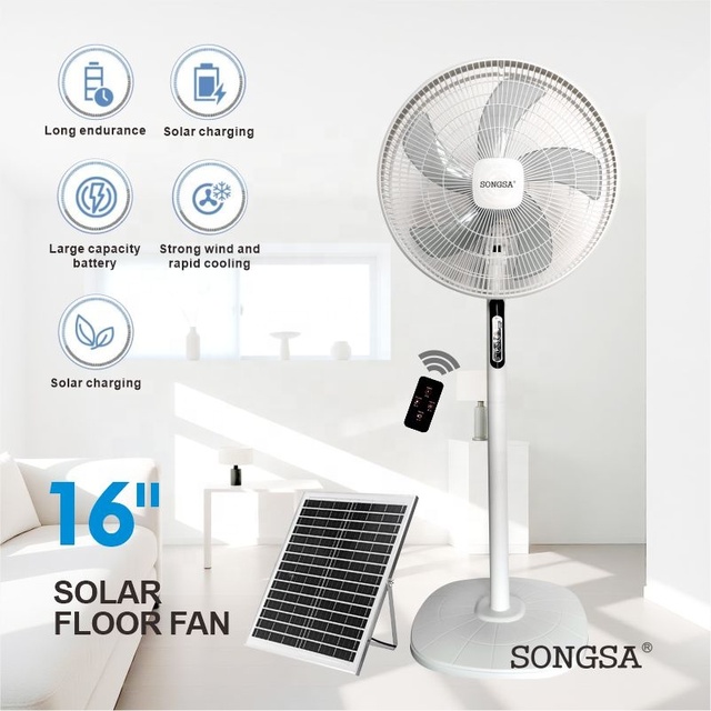 Bulk Buyer Samples only Wholesale Portable energy saving household commercial 16 inch rechargeable electric solar stand fan