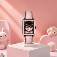 Montre à quartz pour enfants 2026 IP avec chiffres de dessin animé mignons, bracelet en cuir, boîtier en alliage, cadran en verre, étanche, boîtier carré, design sportif