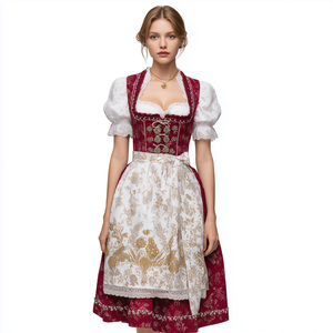 Robe Dirndl en polyester pour femmes adultes, pour les festivals de la bière, <span class=keywords><strong>Halloween</strong></span>, carnaval, costume traditionnel bavarois - Product Image 1