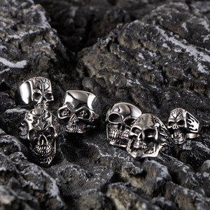 Punk Style Retro Skull <b>Ring</b> In <b>Titanium</b> Steel For <b>Men</b> Fine Polished Stainless Steel Jewelry Gift Occasion - Product Image 1