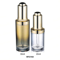 Flacon compte-gouttes cosmétique en acrylique de 20 ml et 30 ml avec bouchon doré et impression sérigraphique pour emballage cosmétique