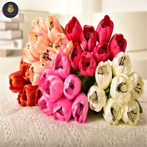 EV Amazo 7 cabezas Real Touch flores <span class=keywords><strong>blanco</strong></span> <span class=keywords><strong>rojo</strong></span> rosa coloridos tulipanes artificiales para decoración de boda DIY - Product Image 2