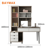 Bureau d'ordinateur moderne et universel pour étudiants, bureau d'écriture avec étagères, bibliothèque, meubles de chambre à coucher