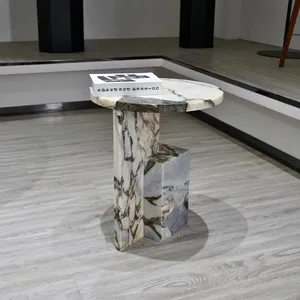 Meubles de salon nordiques modernes Stonekocc Table d'appoint de luxe en marbre de pierre naturelle
