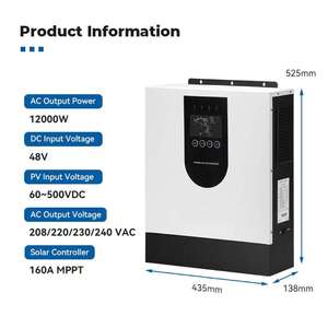 Gcsoar 12KW SYP12KW-48V ความถี่สูงแบบไฮบริดเฟสเดียวโซล่าร์ออนกริดตัวควบคุม Wifi 50/60Hz ไซน์เวฟ LCD - Product Image 2
