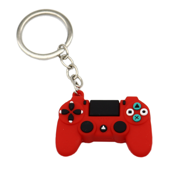 Custom 3D Soft Rubber Creative Cartoon Video Game Controller Pendant Key Chain Joystick Keychain With Metal PVC Plastic Material