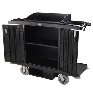 High Quality Hotel Multifunctional Plastic Utility Service Hand Carts Housekeeping Cleaning Maid Servicing Trolley Cart