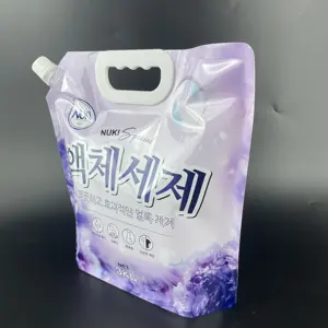 3L Spout Bag Custom Logos Mylar Laundry Detergent Spout Standing Washing Liquid Pouch Plastic Packaging Bag