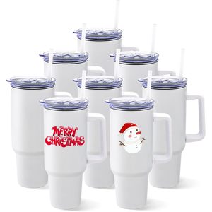 Vasos Térmicos de Acero Inoxidable de 40 oz con Asa, Tazas de Café de Viaje Aisladas, Termos Blancos para Sublimación, Mantienen la Temperatura de 6 a 12 Horas - Product Image 1