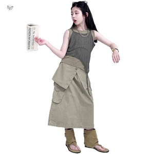 Conjunto <span class=keywords><strong>de</strong></span> <span class=keywords><strong>Ropa</strong></span> <span class=keywords><strong>de</strong></span> Verano <span class=keywords><strong>para</strong></span> Chicas <span class=keywords><strong>Adolescentes</strong></span>, Dos Piezas, Chaleco a Capas y Falda Larga Estilo Cargo - Product Image 4