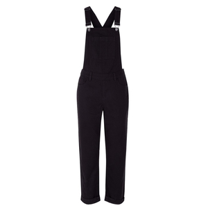 Elastic Cotton High Waist Breathable Vintage Print Straight Leg <strong>Black</strong> Denim <strong>Dungarees</strong> Rompers Loose Jean Overalls for <strong>Women</strong> - Product Image 4