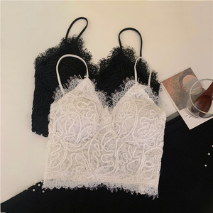 Débardeur en dentelle sans manches pour femmes, haut en crochet, chemisier, bralette, soutien-gorge, camisole, haut court - Product Image 3