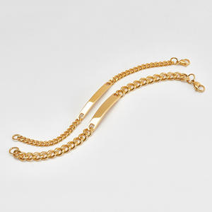 <span class=keywords><strong>Bracelet</strong></span> plaqué or 18K pour <span class=keywords><strong>homme</strong></span> et femme, bijoux <span class=keywords><strong>avec</strong></span> plaque gravée sur mesure, cadeau d'anniversaire, tendance 2019 - Product Image 5