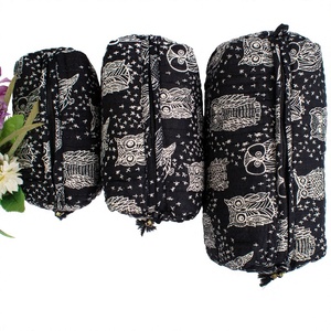 Bolsa de Maquillaje de Algodón de Primera Calidad con Estampado Étnico, Organizador de Cosméticos de Gran Capacidad, con Cierre, 3 Piezas, Accesorios de Viaje para Mujer - Product Image 1