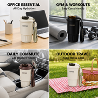 Gobelet isotherme personnalisé Kingze avec logo, 380 ml, en acier inoxydable 316, tasse de voyage thermique, couvercle rabattable anti-fuite pour les voyages en plein air