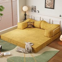 Prix d'usine OEM Ensemble de canapés de salon modernes et luxueux en tissu velours côtelé, compressés sous vide, pour la maison, avec fonction lit