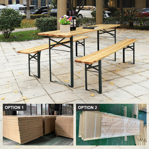 Table de bière en <span class=keywords><strong>bois</strong></span> <span class=keywords><strong>pliable</strong></span> de jardin de pique-nique extérieur de Offre Spéciale 220cm avec 2 bancs pour la vente en gros - Product Image 3