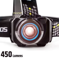 Fabricant chinois de lampe frontale LED portable 450LM, IP65, rechargeable par USB-C, pour la randonnée en plein air