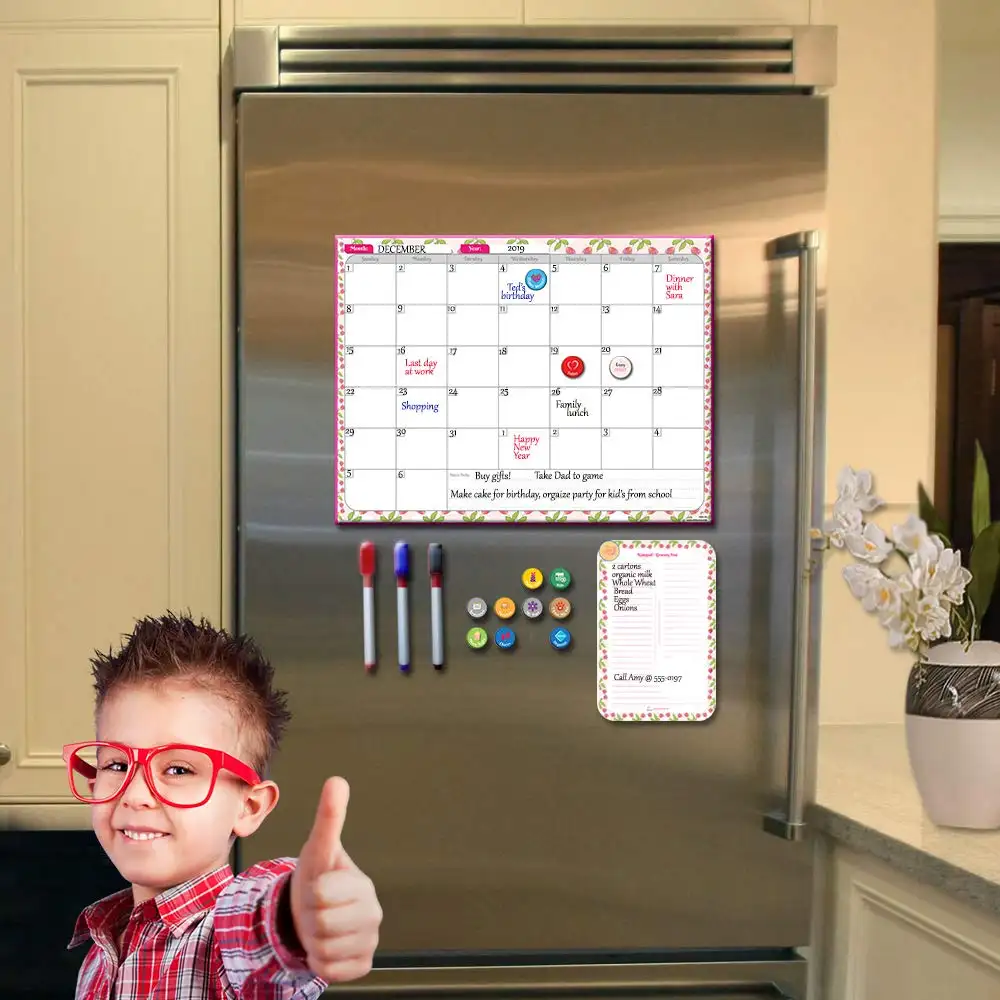 Недорогой большой магнитный Еженедельный планировщик, легко очищается, сухой стираемый магнитный календарь для холодильника