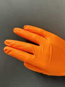 Gants en Nitrile Personnalisés Noirs et Oranges de 8 mil, Épais, Ultra-Résistants, sans <span class=keywords><strong>Latex</strong></span>, Texture Diamant pour Mécanique, Réparation Automobile et Usage Industriel - Product Image 4