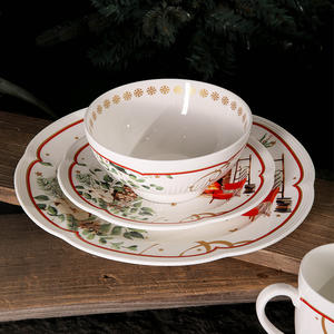 Weiye, platos navideños, juego de cena decorativo <span class=keywords><strong>para</strong></span> <span class=keywords><strong>plato</strong></span> navideño personalizado, vajilla clásica de cerámica redonda - Product Image 2