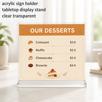 Support de menu en acrylique transparent double face pour table, idéal pour café, bistrot, boulangerie, menu de desserts