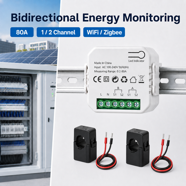 Tuya WiFi Bidirectional Smart Din Rail Energy Meter for Commercial Wholesale Distribution CE