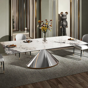 <span class=keywords><strong>Table</strong></span> rectangulaire de salle à manger au design moderne et élégant Art Déco <span class=keywords><strong>avec</strong></span> <span class=keywords><strong>plateau</strong></span> <span class=keywords><strong>en</strong></span> <span class=keywords><strong>ardoise</strong></span> et <span class=keywords><strong>table</strong></span> fixe <span class=keywords><strong>en</strong></span> gris clair - Product Image 2
