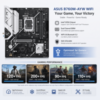 Carte mère ASUS B760M-AYW WIFI LGA 1200 DDR5 Micro-ATX 2x M.2 PCIe 4.0 WiFi 6 2.5G LAN pour les constructeurs de PC de jeu en stock