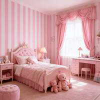 Décoration murale moderne et simple à rayures roses et blanches pour chambre de fille, boutique de bonbons sucrés