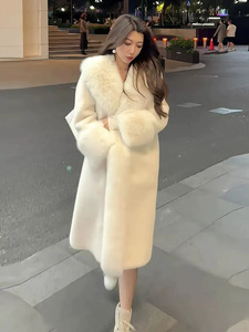 Autumn Winter New Faux Fur Warm Casual <strong>Trench</strong> <strong>Coat</strong> Fashion Temperament Soft Waxy Careless Foreign Style Breathable Long - Product Image 6