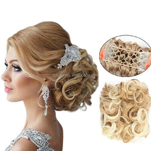 <span class=keywords><strong>Chignon</strong></span> de <span class=keywords><strong>Mariée</strong></span> Synthétique Court et Bouclé, Extensions Capillaires Perruque Élastique avec Deux Pinces Peignes Kinky Bouclées en Plastique et Élastique à <span class=keywords><strong>Chignon</strong></span> - Product Image 1