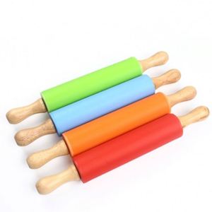 Rodillo de Masa Ecológico con Mango de Madera para Cocina, Rodillo de Silicona de 12 Pulgadas para Hornear - Product Image 3