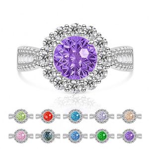 Anillos de Boda, Anillo de Compromiso con Circonita Morada Brillante y Colorida, Anillo de Lujo para Fiesta de Aniversario de Bodas - Product Image 1