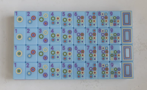 Tuiles de jeu de Mahjong et <span class=keywords><strong>Ludo</strong></span> en acrylique bleues, pliables, portables, modernes, de luxe, pour l'intérieur, toutes saisons, 1 couche, gravées, 160 pièces, pour enfants - Product Image 4