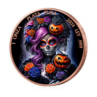 Pièce de collection réplique en cuivre coloré de 1 once, motif Aigle Mexique Jour des Morts Catrina Crâne de Sucre, pièce de monnaie en cuivre fin .999 de 1 once