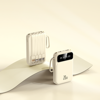 Banques d'alimentation avec poignée en corde, écran LED numérique, mini téléphone portable, PD 20W, charge rapide, câble intégré, banque d'alimentation 10000mah