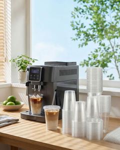 Gobelets jetables transparents en plastique de 16 oz avec couvercles et pailles, sans BPA, pour café glacé, smoothies, jus, sodas et fêtes - Product Image 3