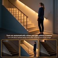 Bande LED COB 320 LED/m avec capteur de mouvement, USB 5V, 5m, dimmable, découpable, 8mm de large, flexible, pour armoire, lit, escalier
