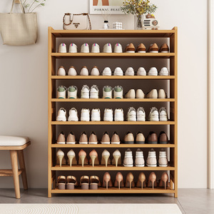 Simple bamboo <b>shoe</b> <b>rack</b>, dustproof home <b>shoe</b> cabinet, storage cabinet, multi-layer vertical clearance <b>wall</b> shelf - Product Image 2
