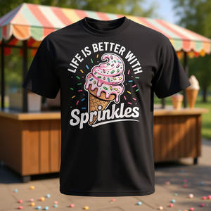 La vie est meilleure avec des paillettes, t-shirt pour les amateurs de crème glacée sucrée - Product Image 3